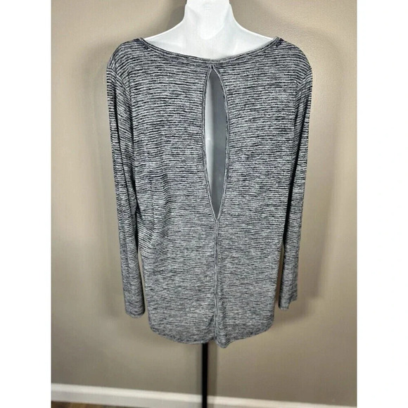 Athleta Jacquard Flexlight Train Top Women's Size L Navy Blue Open Back - Picture 2 of 6